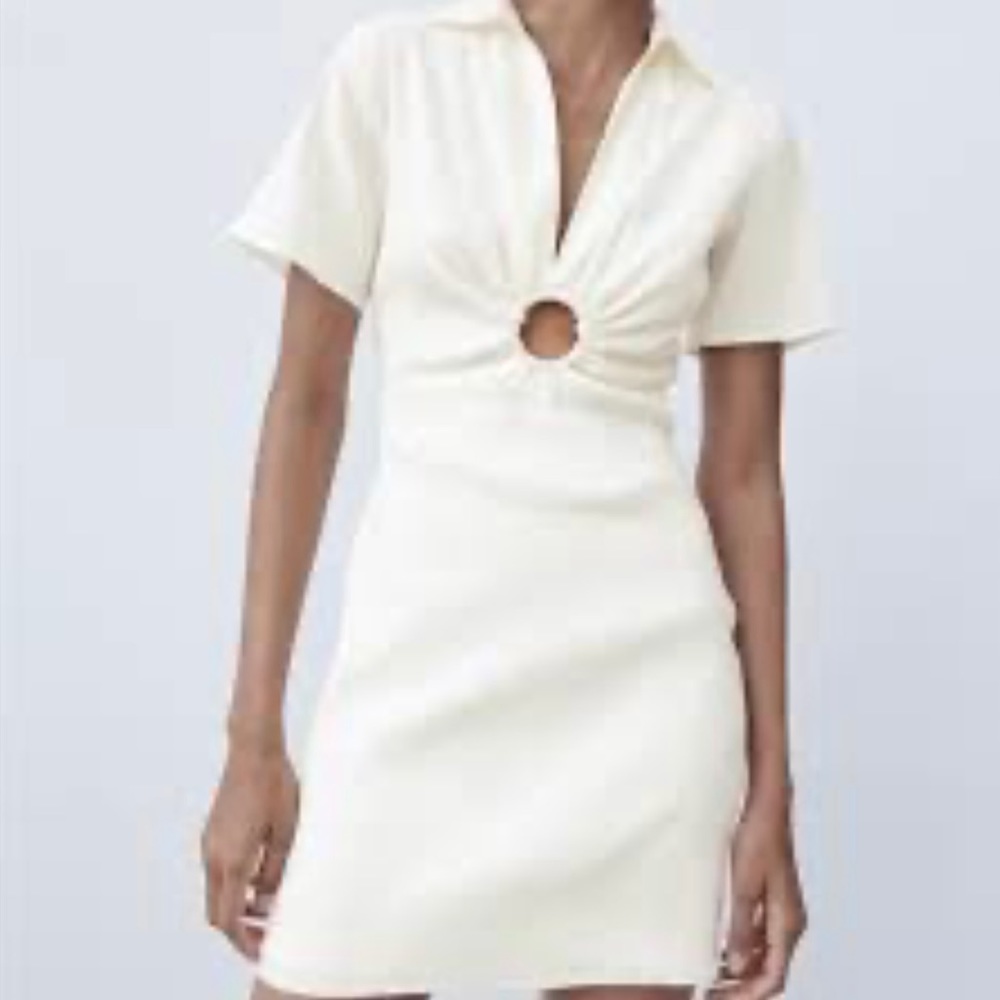 Zara O Ring Mini Dress in White size Medium